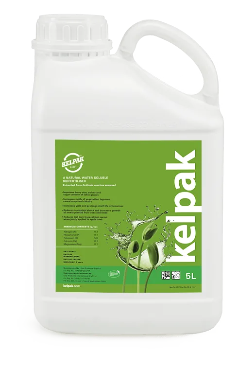 Kelpak Liquid Fertiliser - 24201, 5 L pack (a natural water soluble biofertiliser extracted from Ecklonia maxima seaweed)