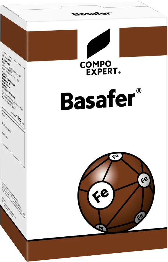 Basafer® - iron chelate for root uptake, 6.0% Fe 100% EDDHA-chelated with 3.5% ortho-ortho Fe-EDDHA, 1 kg carton