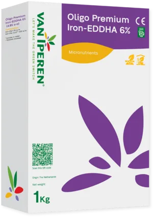 Oligo Premium Iron-EDDHA 6% (4.8%o-o), 1 kg carton (hero SKU pack shot)