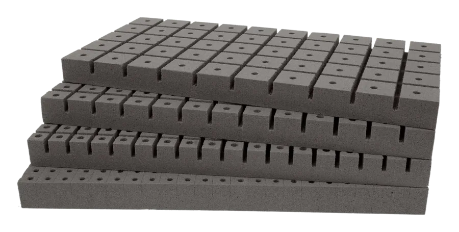 OASIS® AeroSelect™ PlugSheet - four sheet configurations stacked (50 CT, 104/162 CT, 276 CT and Plain sheet)