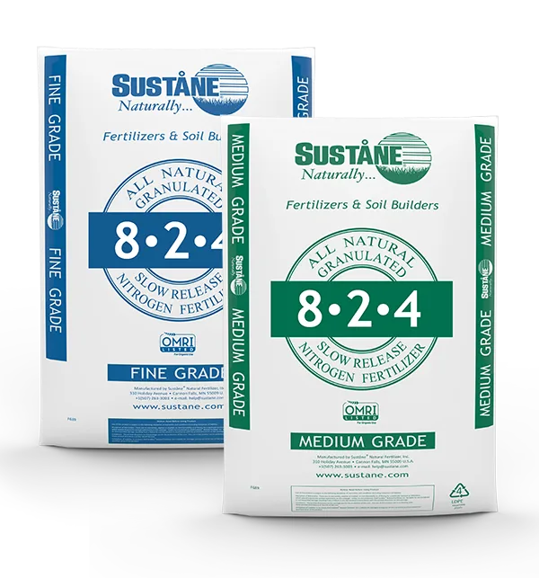 Suståne 8-2-4, Natural Organic Slow Release Nitrogen Fertilizer, 50 lb bag (medium and fine grades)
