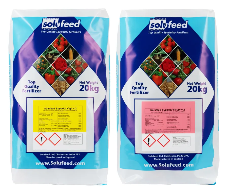 Superior Fertilizers - Vigil and Fleury (Vigil v.2 and Fleury v.2 acidic water-soluble fertilizers, 20 kg sacks)